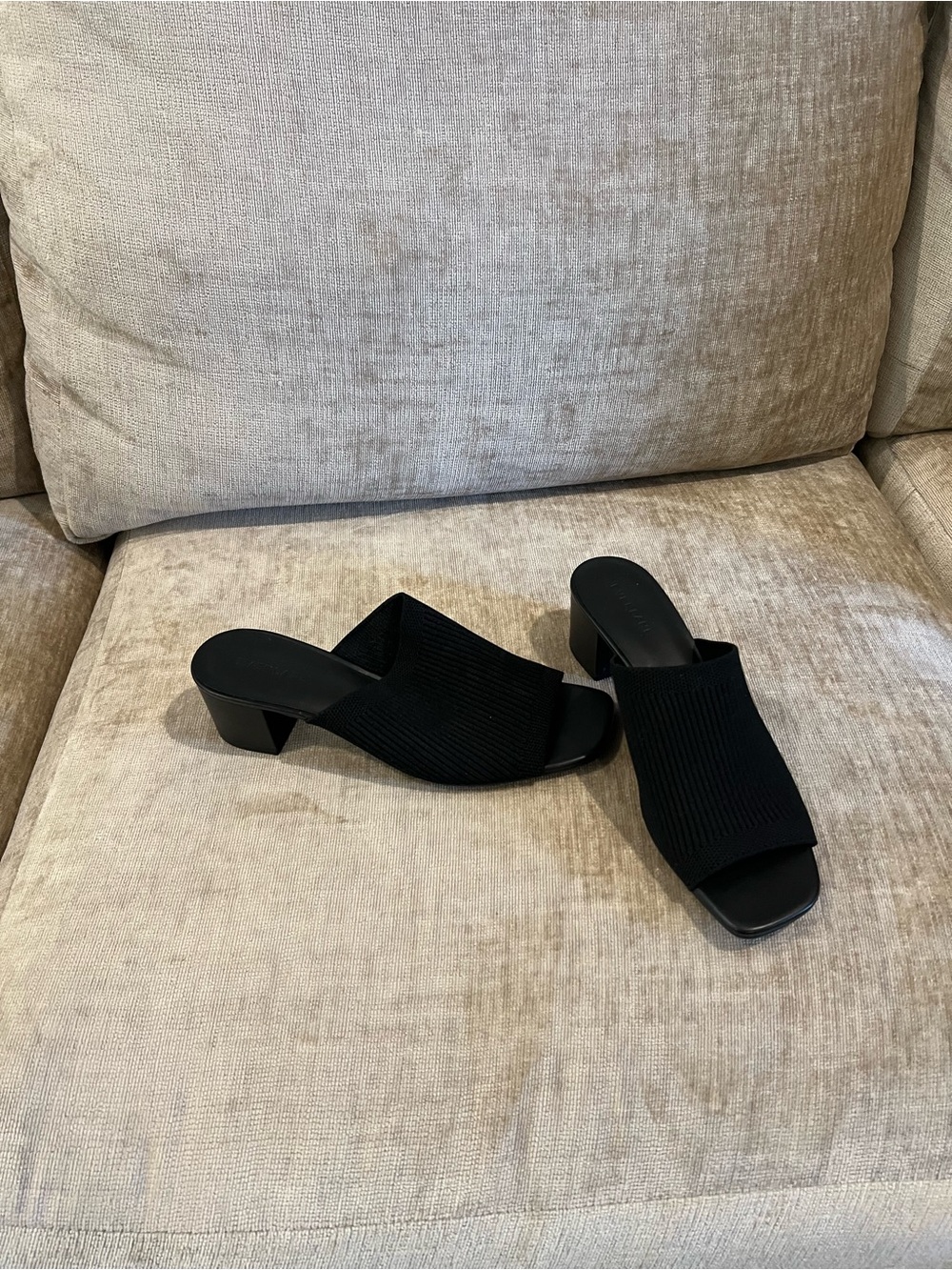 Everlane Black Knit Slide Sandals